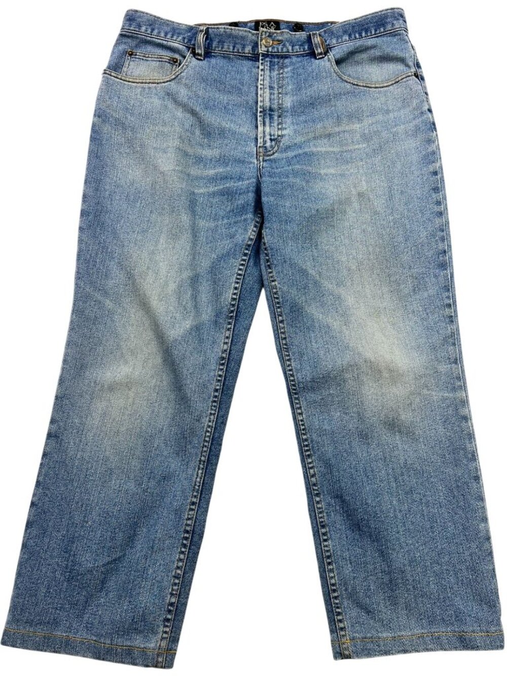 Jos A Bank Men's Relaxed Straight-Leg Jeans Stretch Denim Sz 38x32 Blue Mid Wash